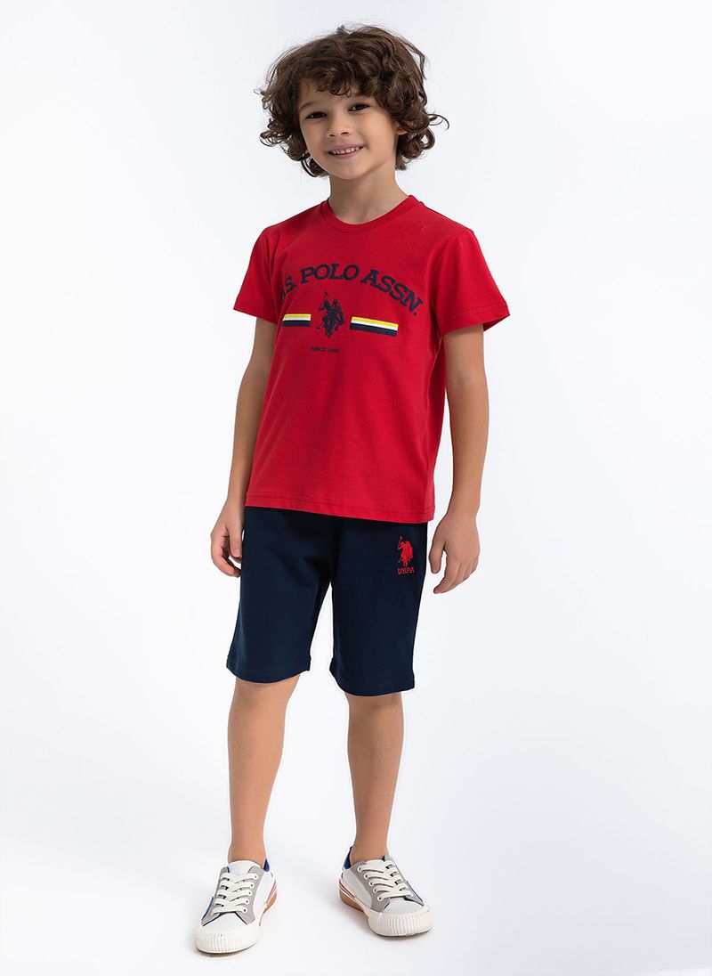 U.S. Polo Assn. Boys Red Bermuda Set