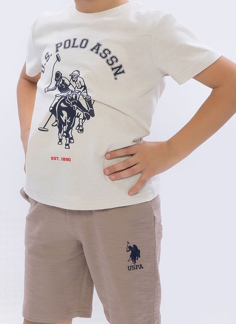 U.S. Polo Assn. Boys Beige Bermuda Set