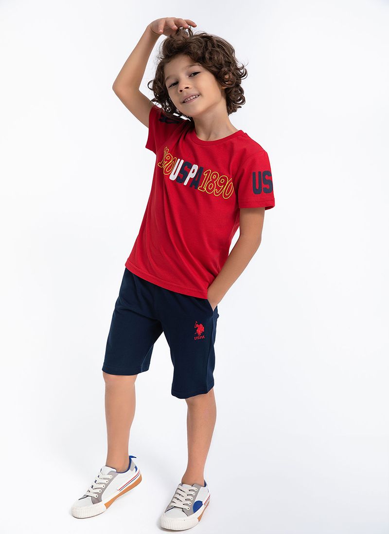U.S. Polo Assn. Boys Red Bermuda Set