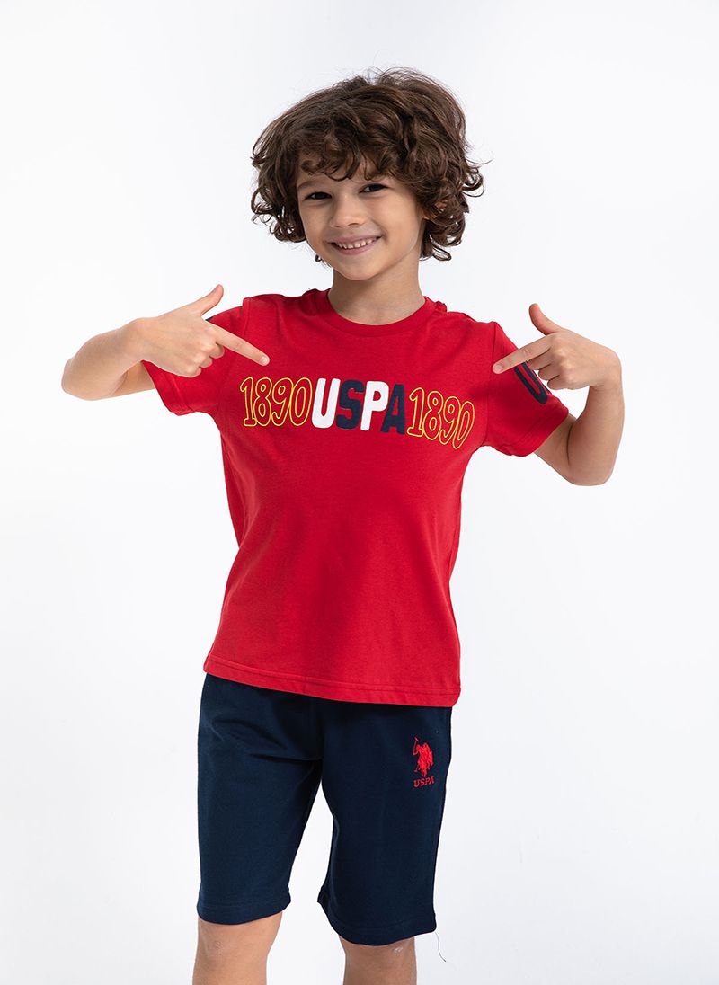 U.S. Polo Assn. Boys Red Bermuda Set