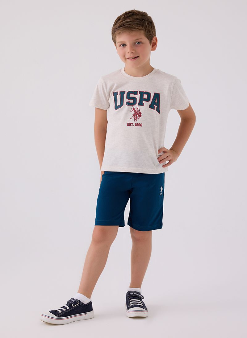 U.S. Polo Assn. Boys Beige Bermuda Set
