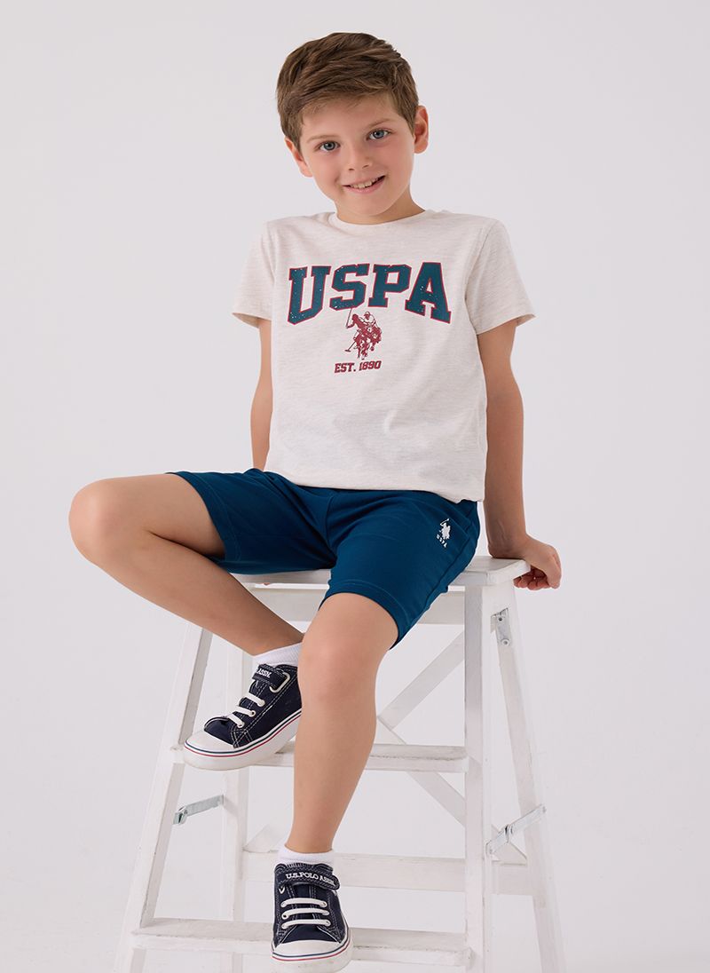 U.S. Polo Assn. Boys Beige Bermuda Set