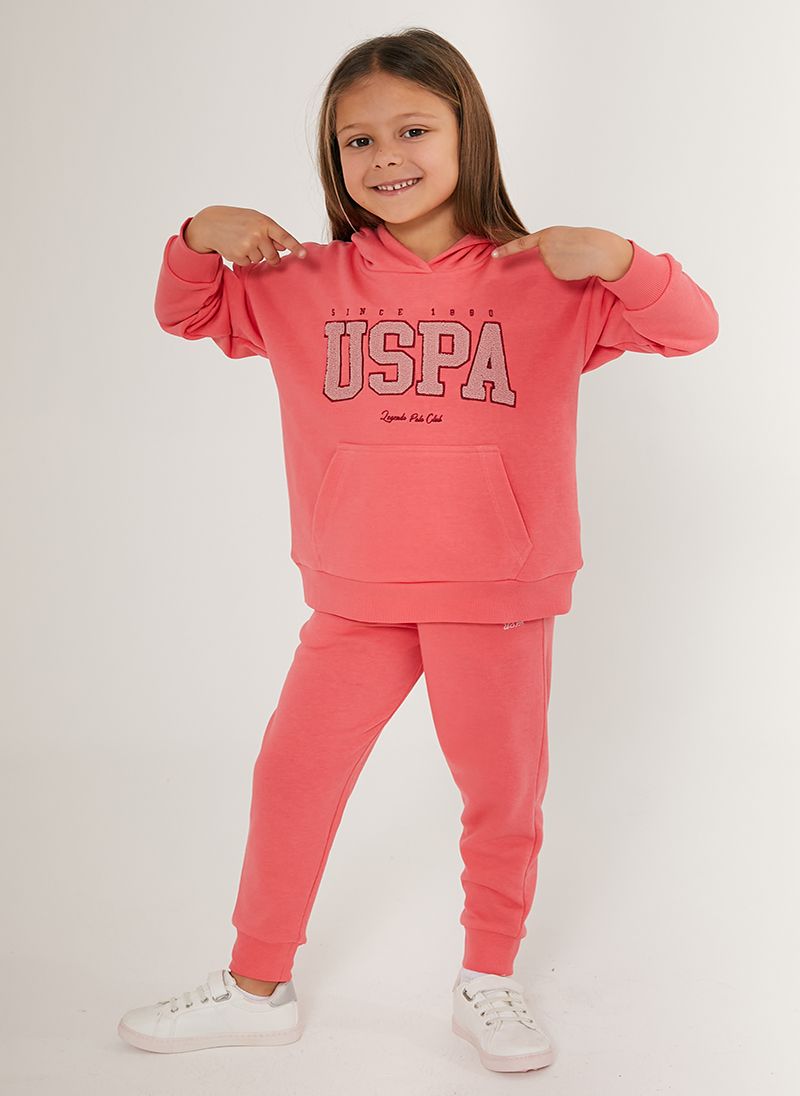 U.S. Polo Assn. Girls Pink Tracksuit Set