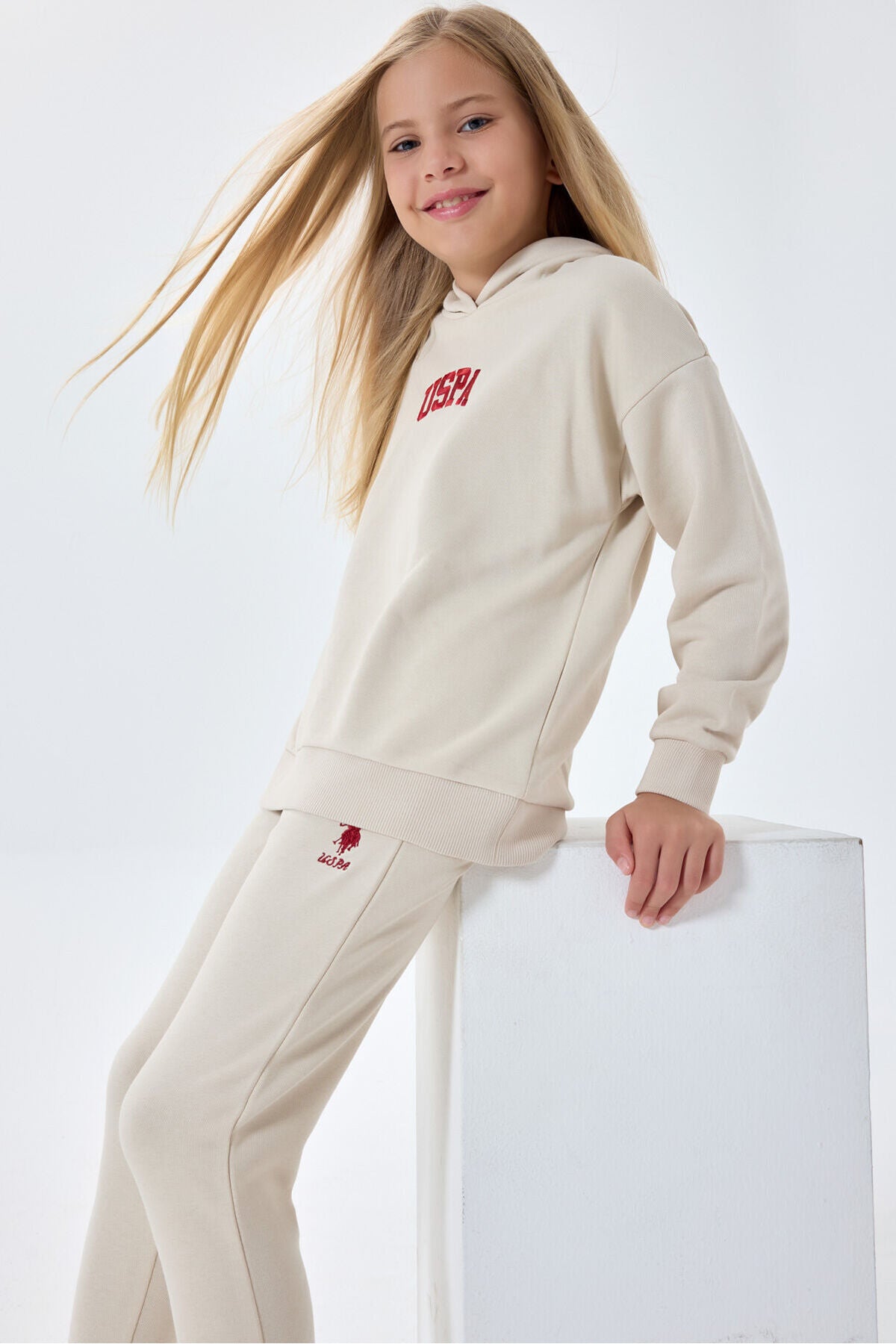U.S. Polo Assn. Girls Beige Tracksuit Set