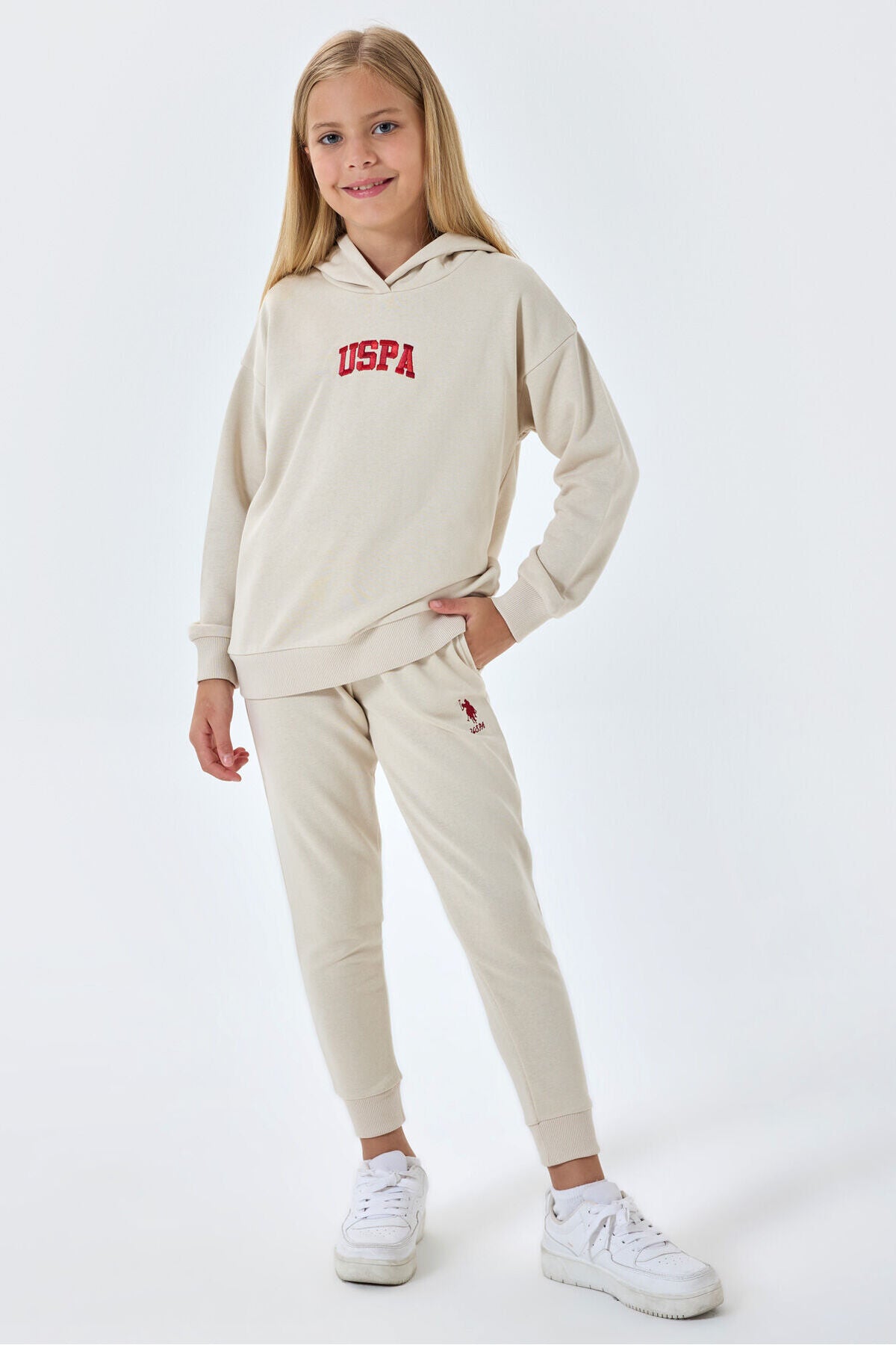 U.S. Polo Assn. Girls Beige Tracksuit Set