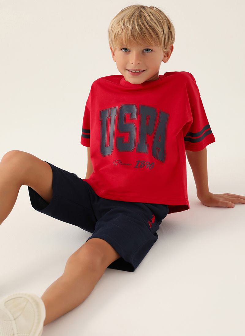 U.S. Polo Assn. Boys Red Bermuda Set