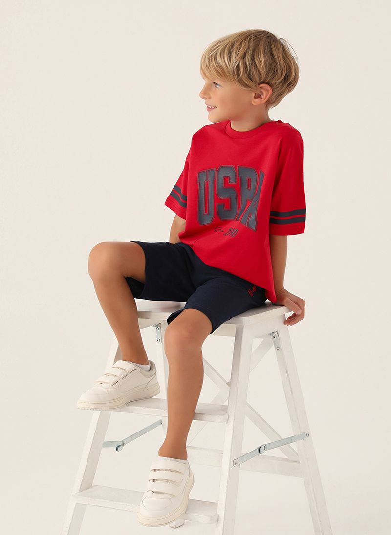 U.S. Polo Assn. Boys Red Bermuda Set