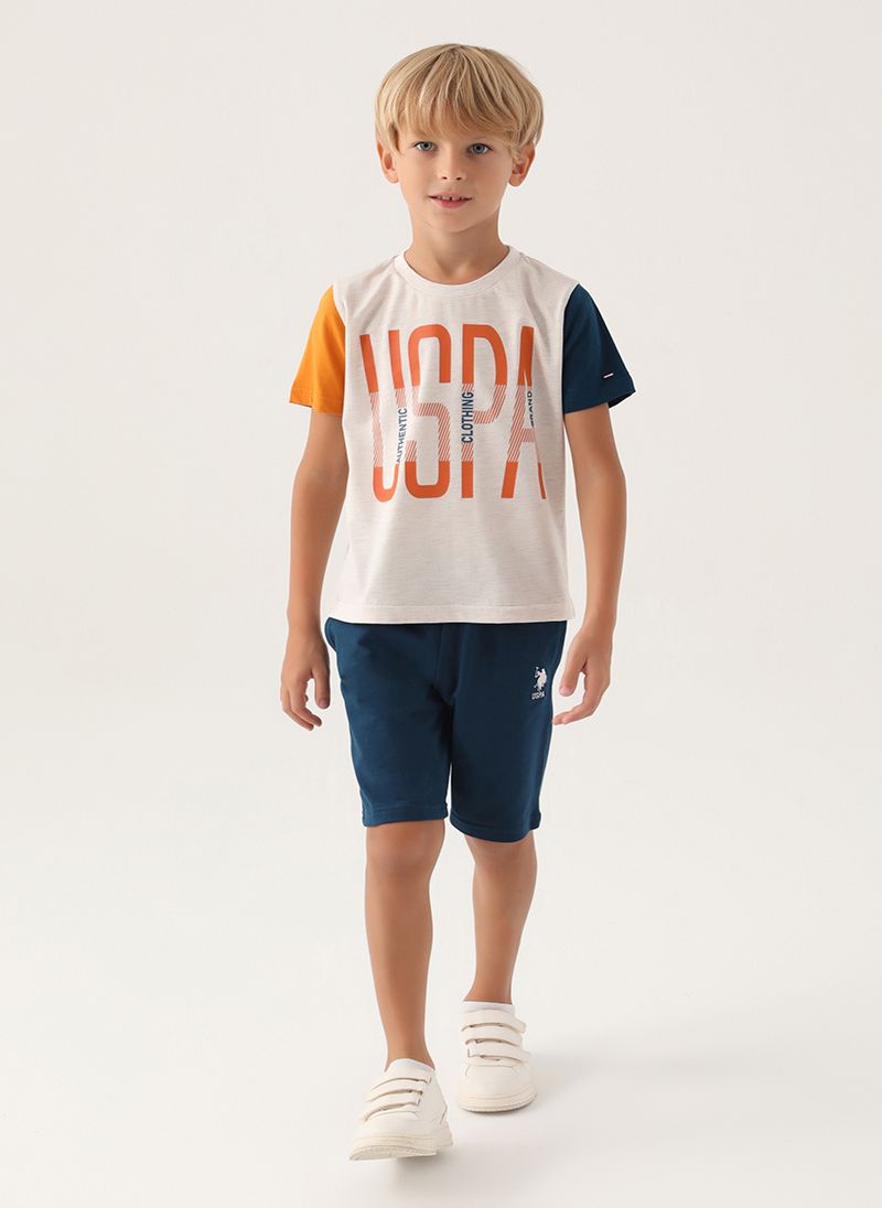 U.S. Polo Assn. Boys Beige Bermuda Set