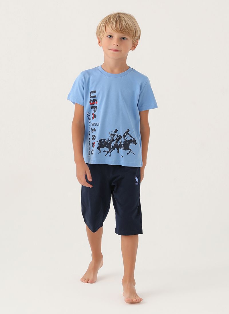 U.S. Polo Assn. Boys Blue Capri Set