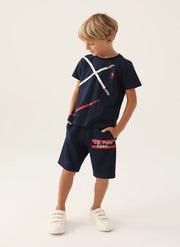 U.S. Polo Assn. Boys Navy Bermuda Set
