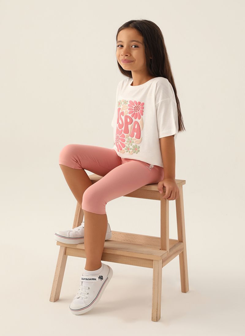 U.S. Polo Assn. Girls Cream Capri Set