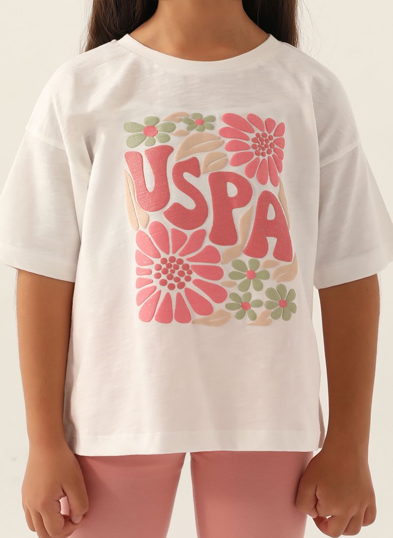 U.S. Polo Assn. Girls Cream Capri Set