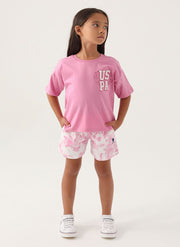 U.S. Polo Assn. Girls Pink Short Set