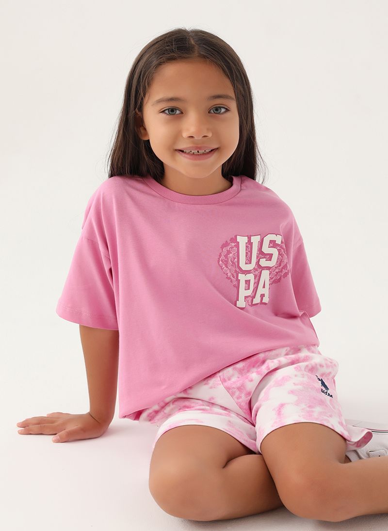 U.S. Polo Assn. Girls Pink Short Set
