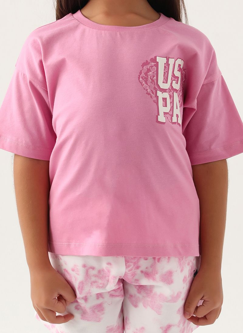 U.S. Polo Assn. Girls Pink Short Set