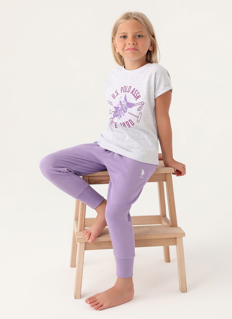 U.S. Polo Assn. Girls Grey Short Sleeve Pyjama Set