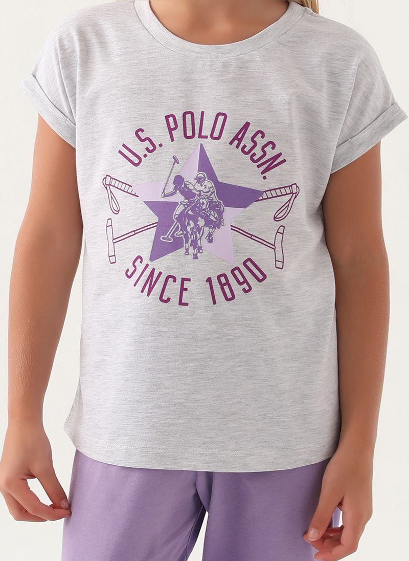 U.S. Polo Assn. Girls Grey Short Sleeve Pyjama Set