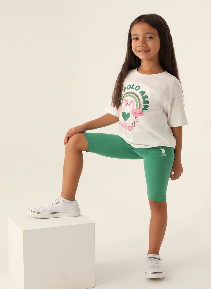 U.S. Polo Assn. Girls Beige Bermuda Set