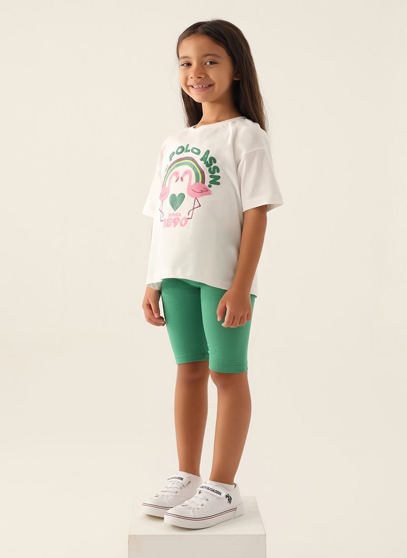 U.S. Polo Assn. Girls Beige Bermuda Set