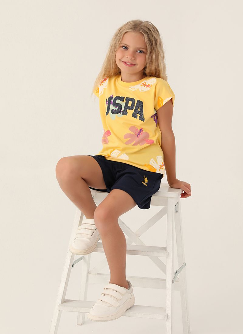 U.S. Polo Assn. Girls Yellow Short Set