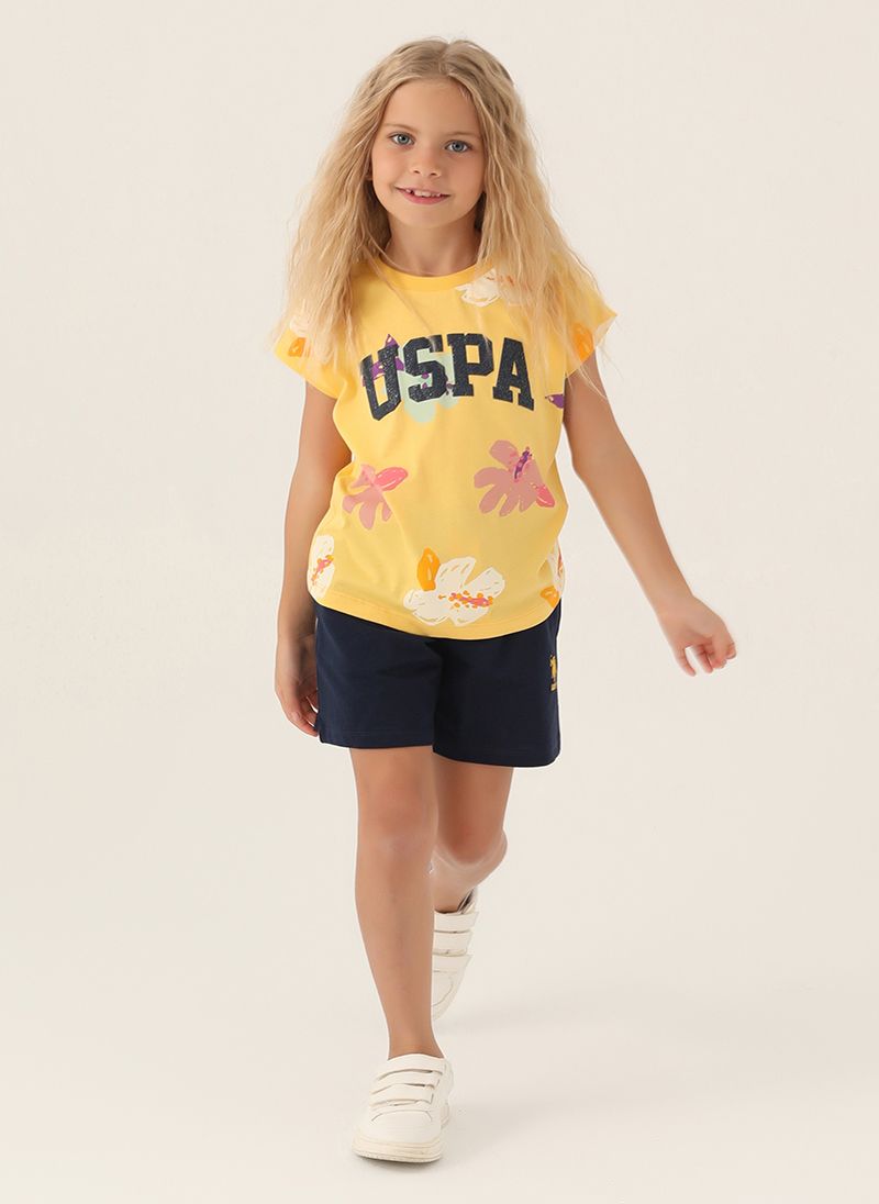 U.S. Polo Assn. Girls Yellow Short Set