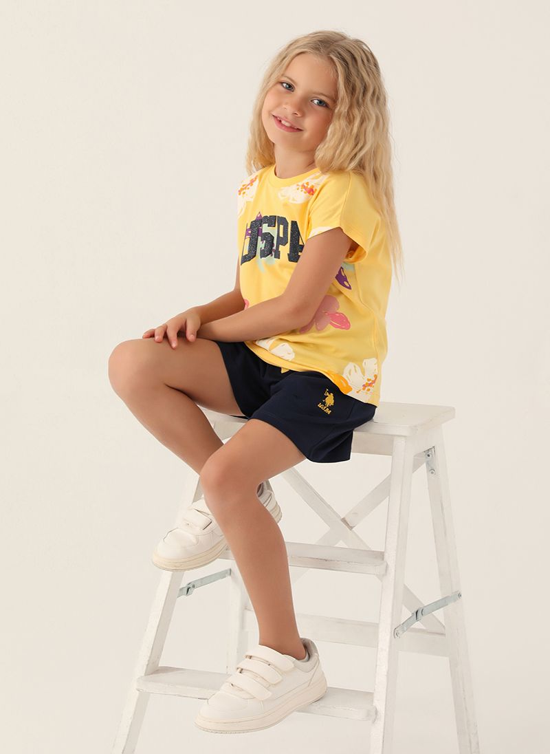 U.S. Polo Assn. Girls Yellow Short Set