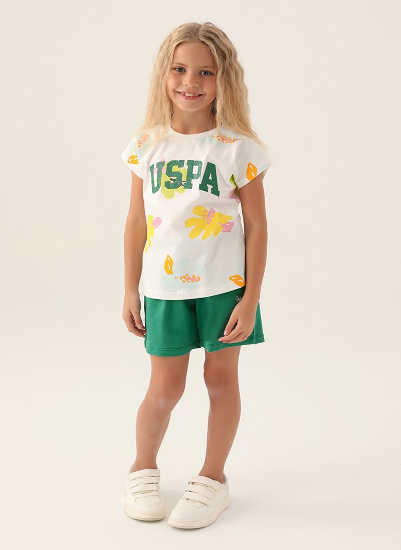 U.S. Polo Assn. Girls Beige Short Set