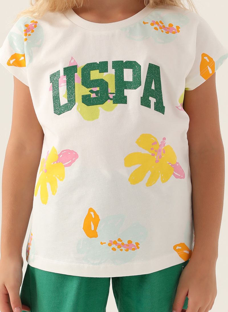 U.S. Polo Assn. Girls Beige Short Set