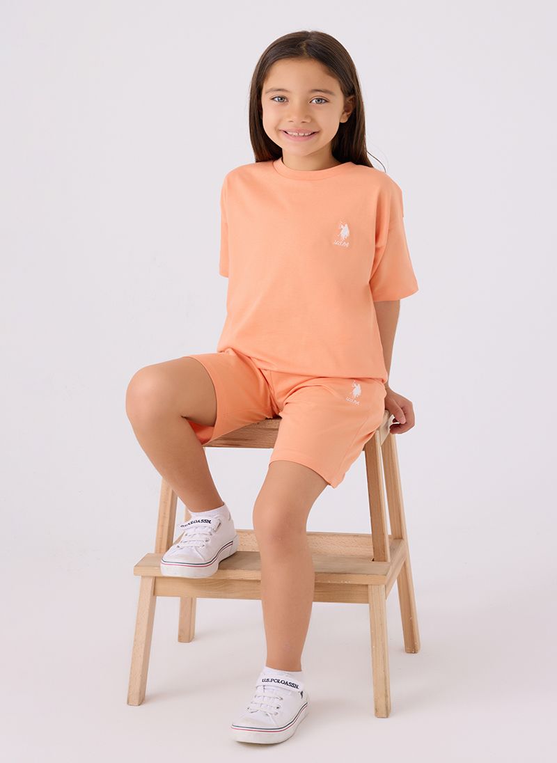 U.S. Polo Assn. Girls Orange Bermuda Set