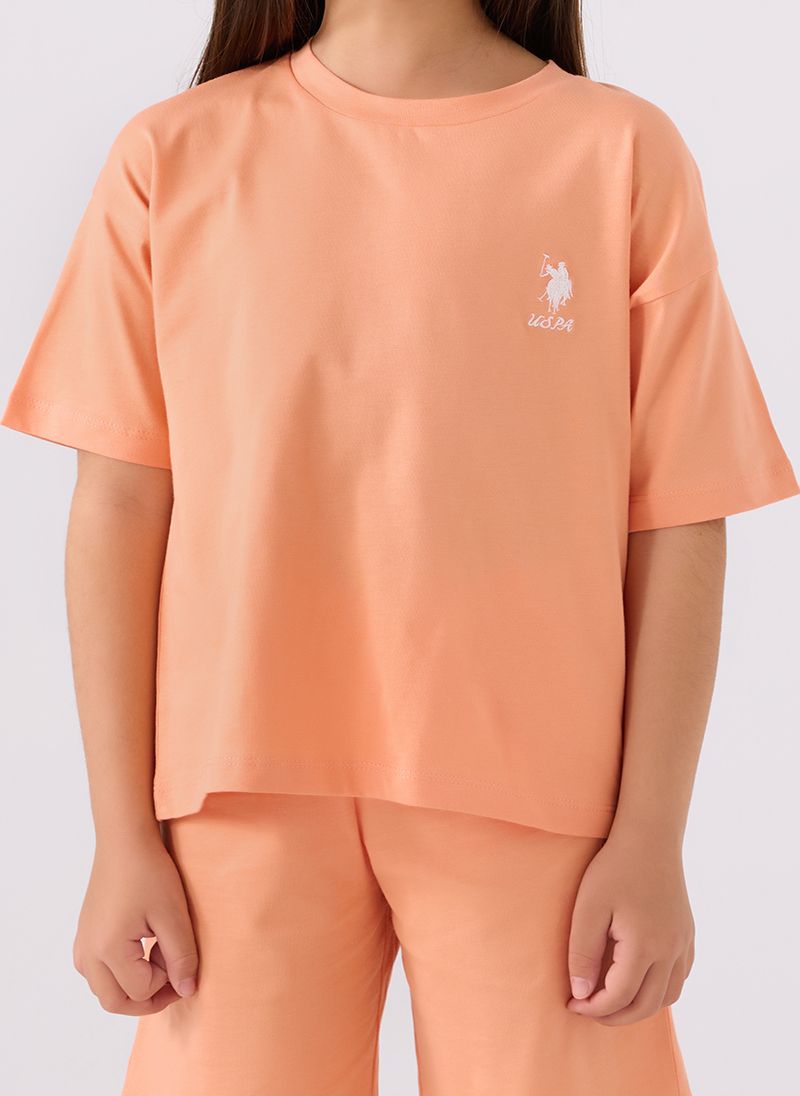 U.S. Polo Assn. Girls Orange Bermuda Set