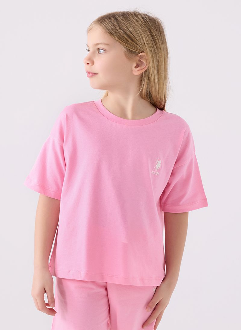U.S. Polo Assn. Girls Pink Bermuda Set