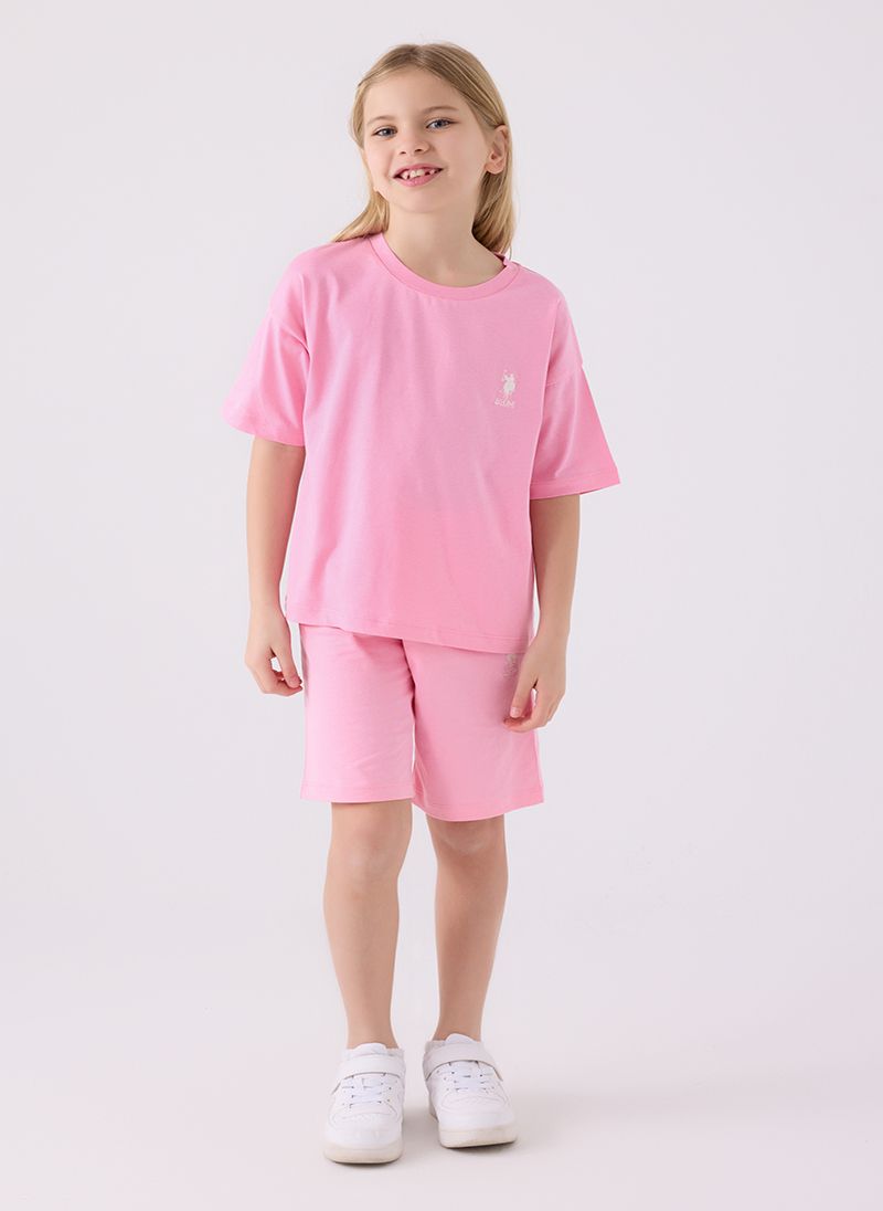 U.S. Polo Assn. Girls Pink Bermuda Set