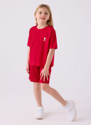 U.S. Polo Assn. Girls Red Bermuda Set
