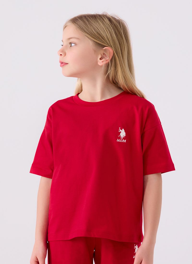 U.S. Polo Assn. Girls Red Bermuda Set