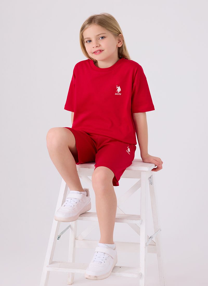 U.S. Polo Assn. Girls Red Bermuda Set