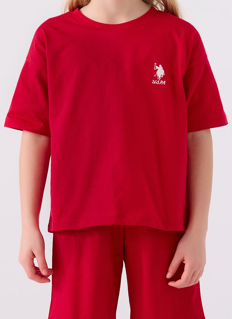U.S. Polo Assn. Girls Red Bermuda Set