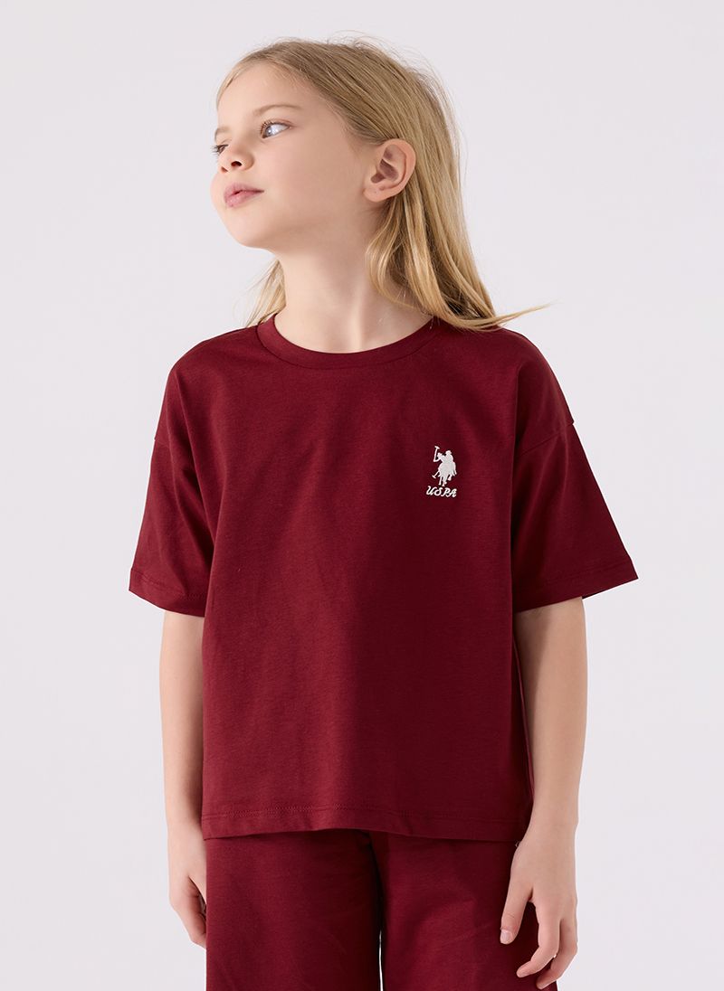 U.S. Polo Assn. Girls Burgundy Bermuda Set