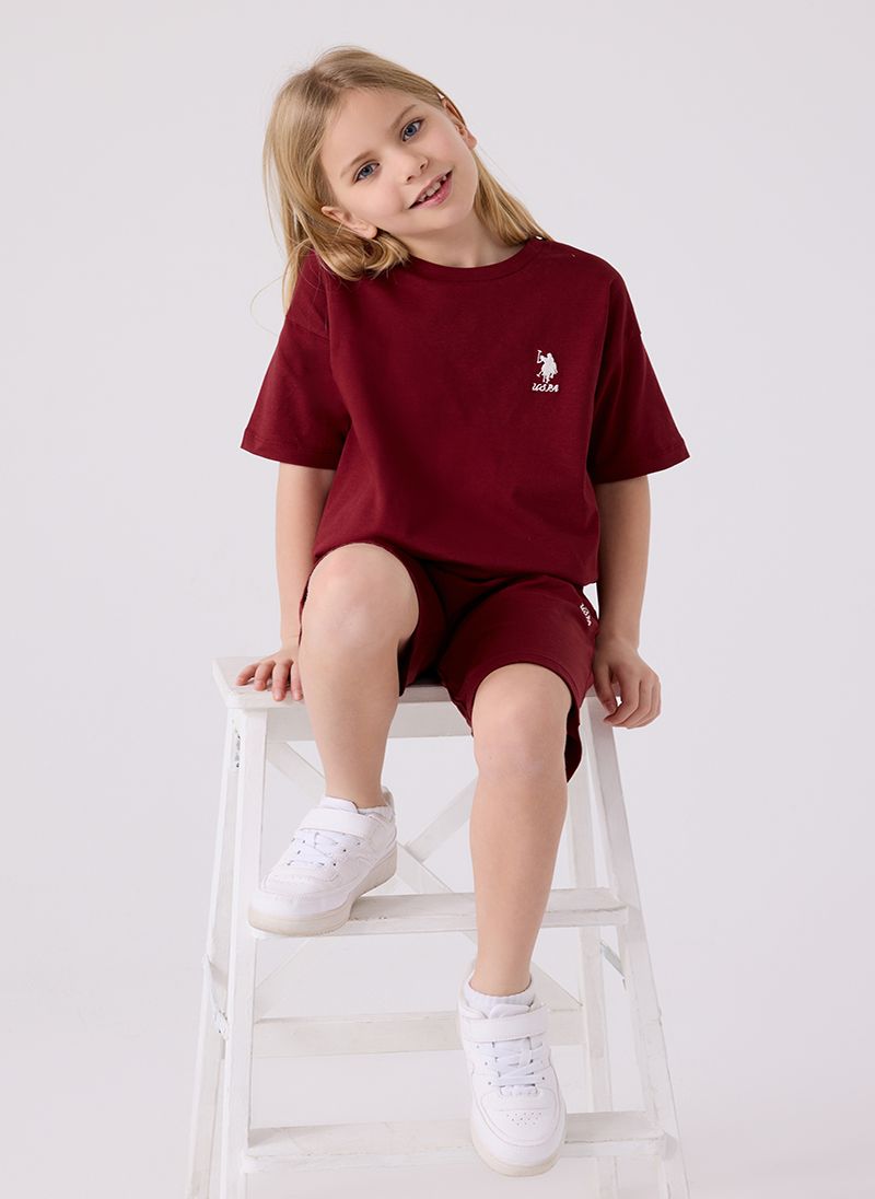 U.S. Polo Assn. Girls Burgundy Bermuda Set
