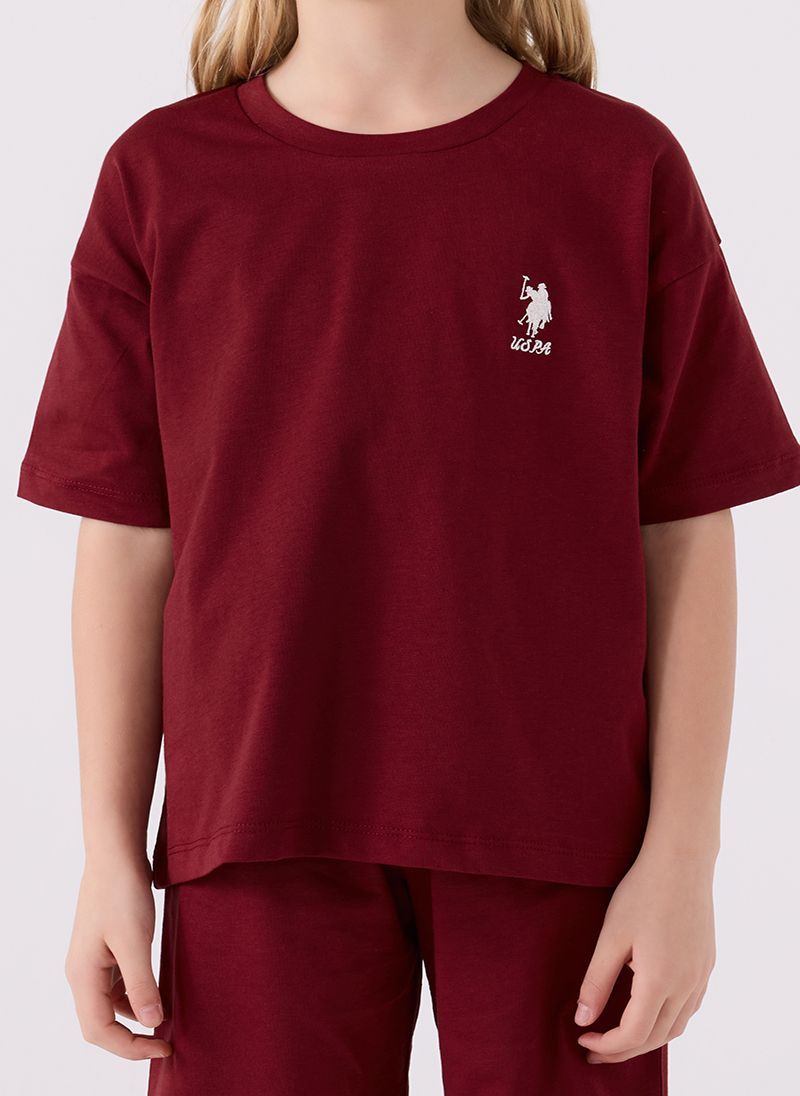 U.S. Polo Assn. Girls Burgundy Bermuda Set