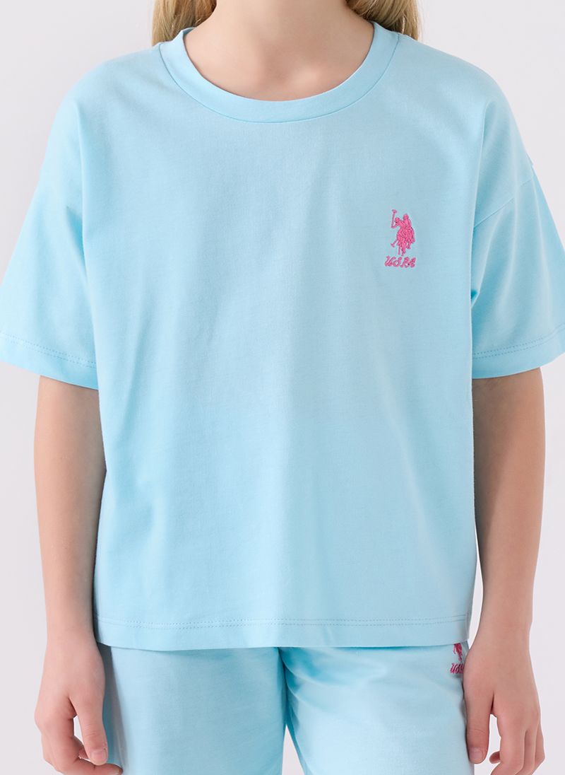 U.S. Polo Assn. Girls Light Blue Bermuda Set