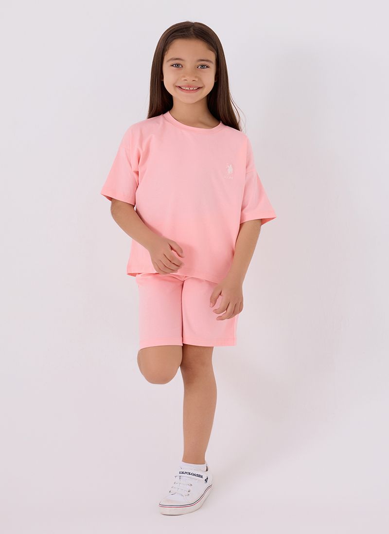 U.S. Polo Assn. Girls Pink Bermuda Set