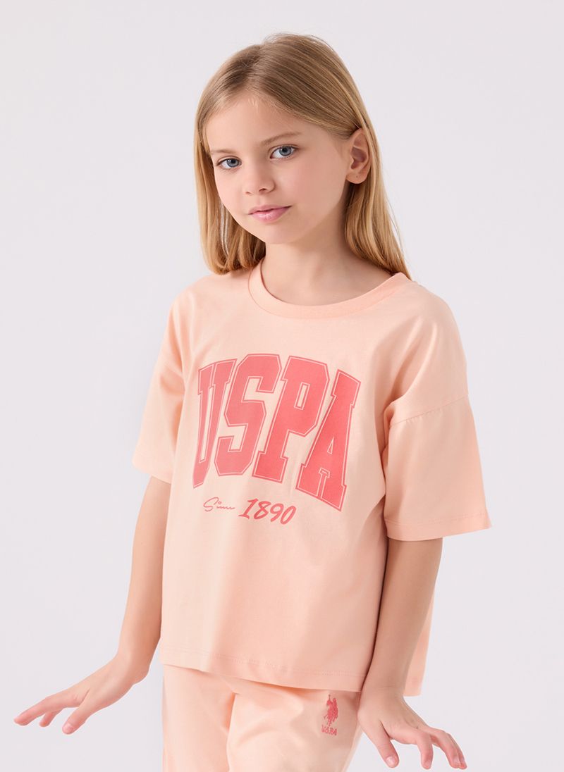 U.S. Polo Assn. Girls Orange Bermuda Set