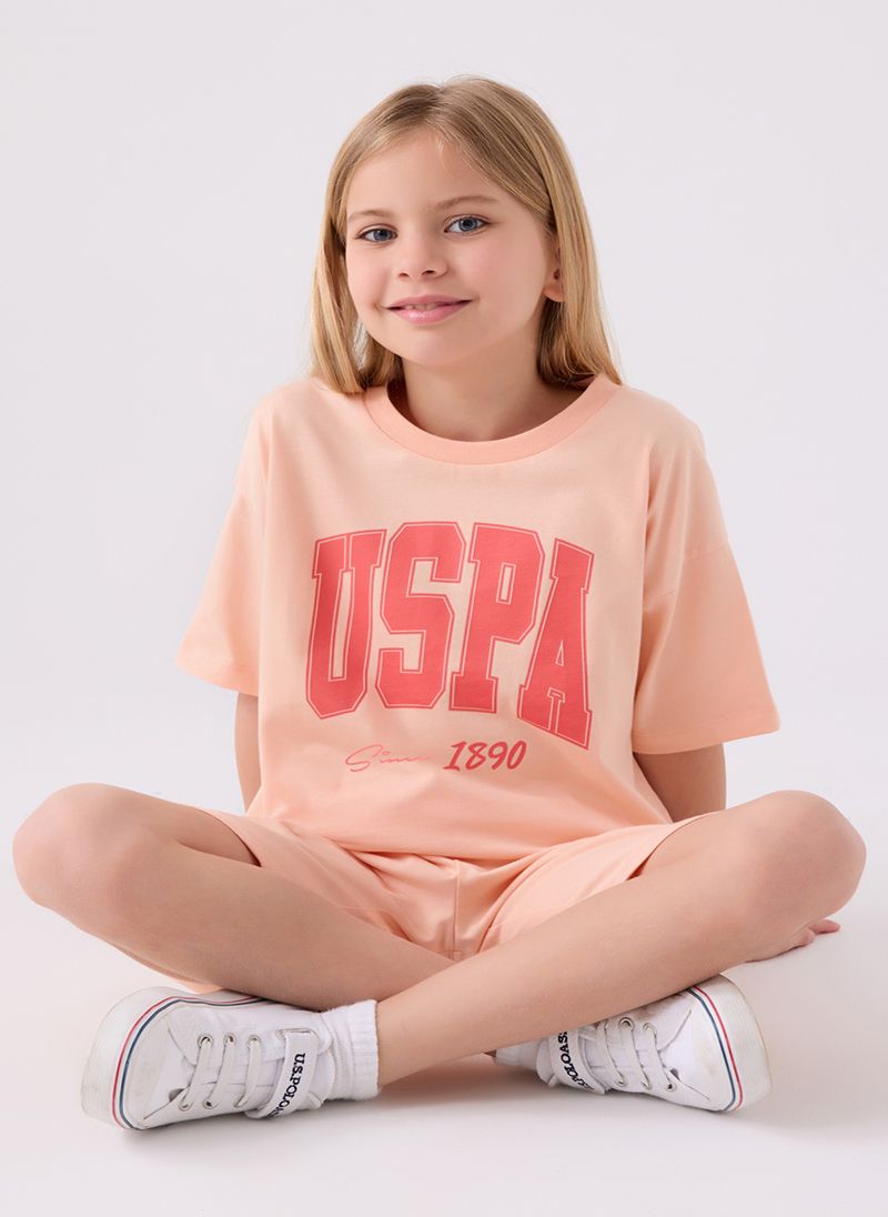 U.S. Polo Assn. Girls Orange Bermuda Set