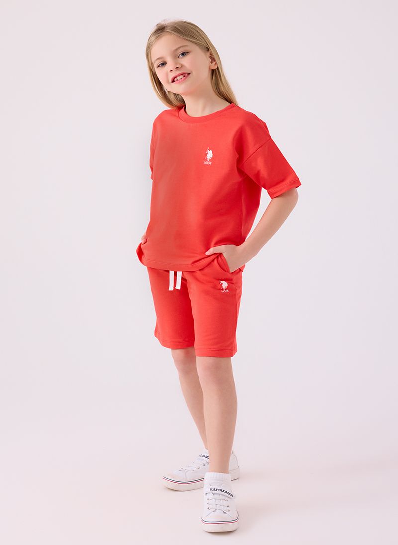 U.S. Polo Assn. Girls Red Bermuda Set