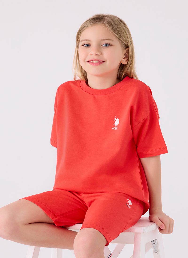 U.S. Polo Assn. Girls Red Bermuda Set