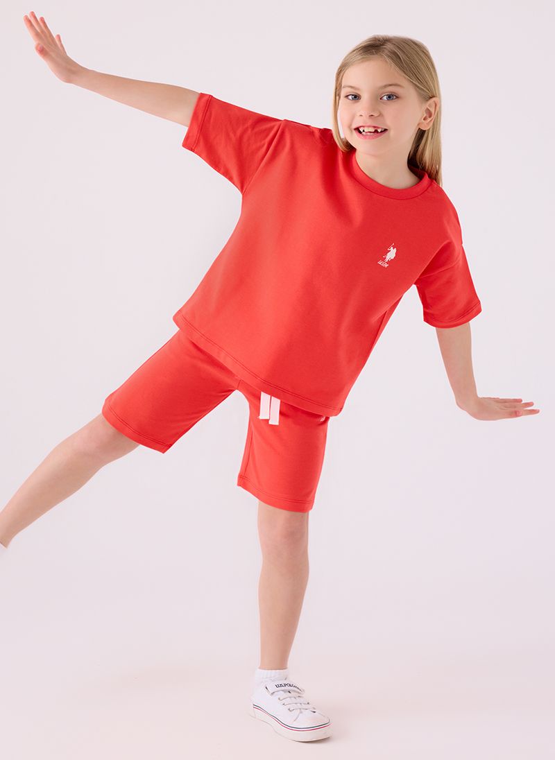 U.S. Polo Assn. Girls Red Bermuda Set