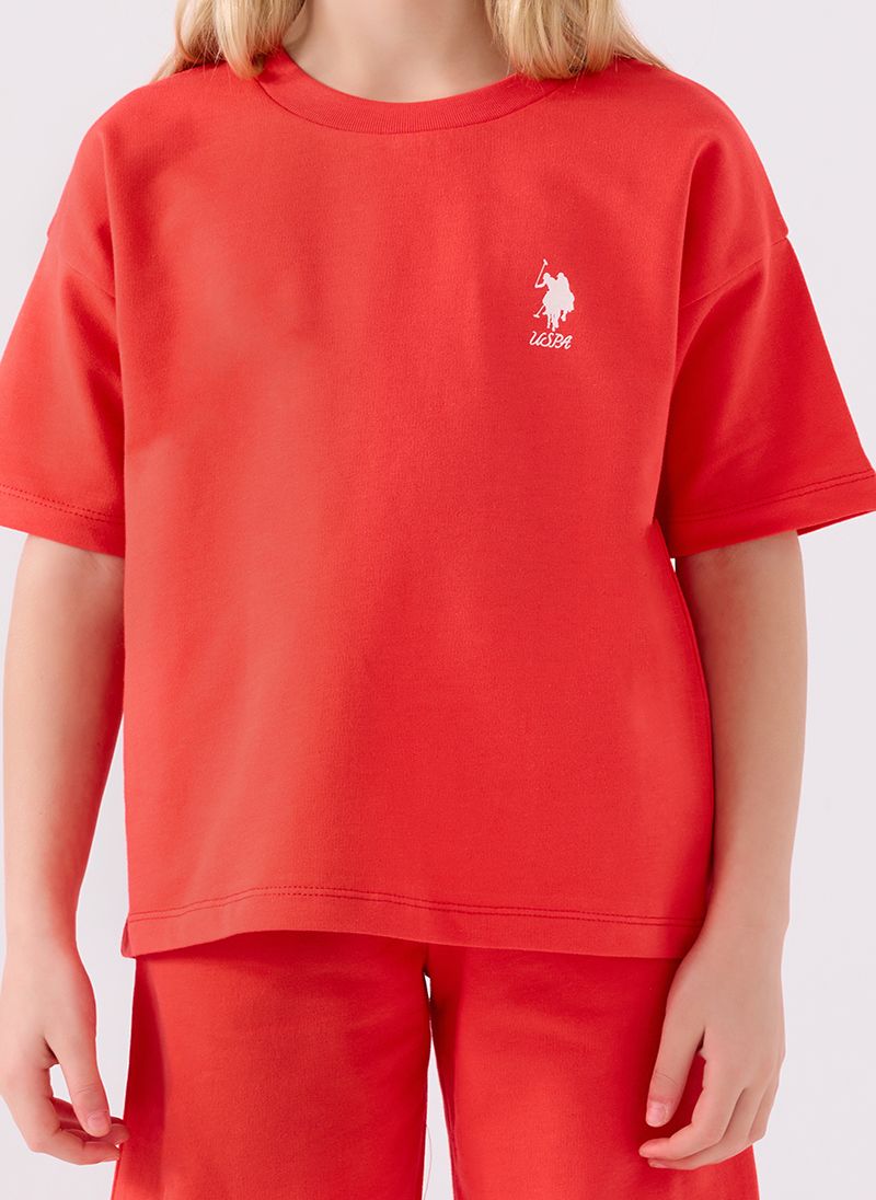 U.S. Polo Assn. Girls Red Bermuda Set