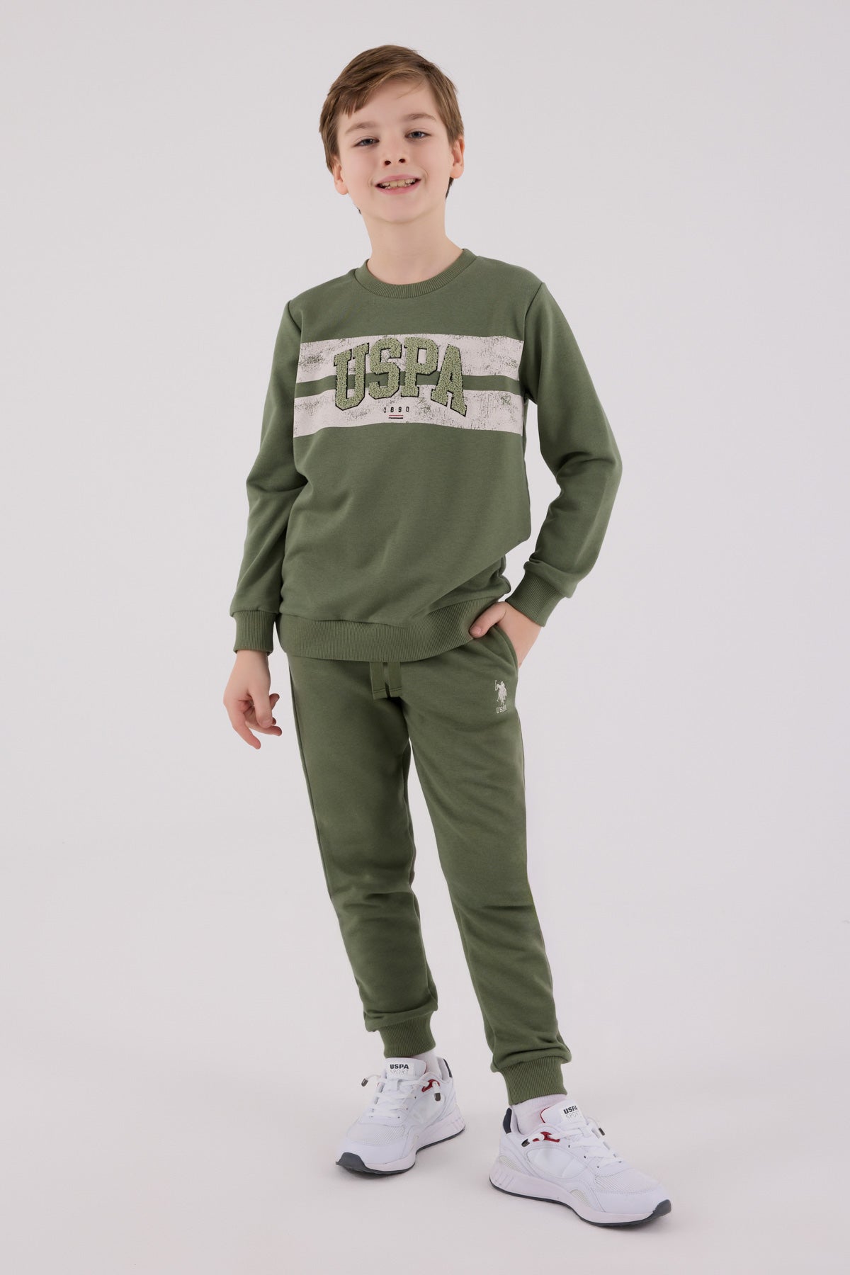U.S. Polo Assn. Boys Khaki Jumpsuit Set
