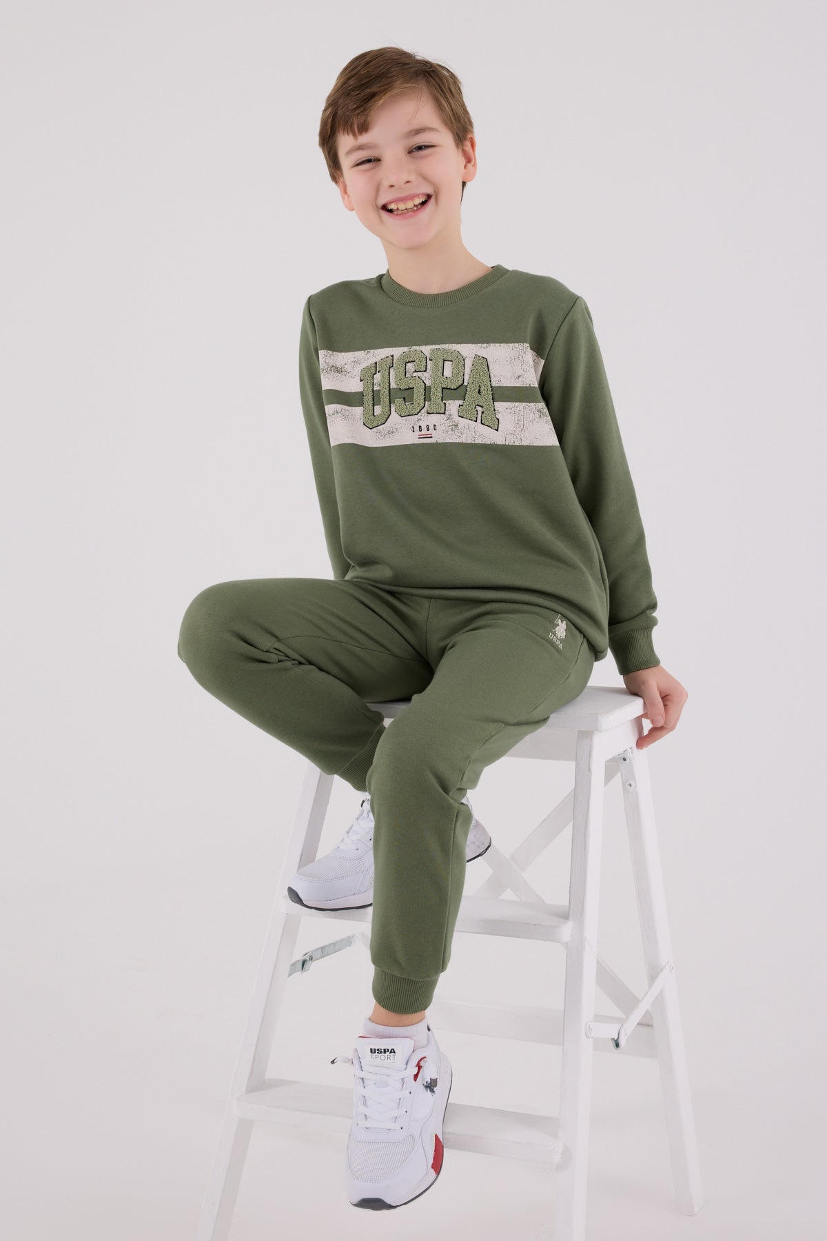 U.S. Polo Assn. Boys Khaki Jumpsuit Set