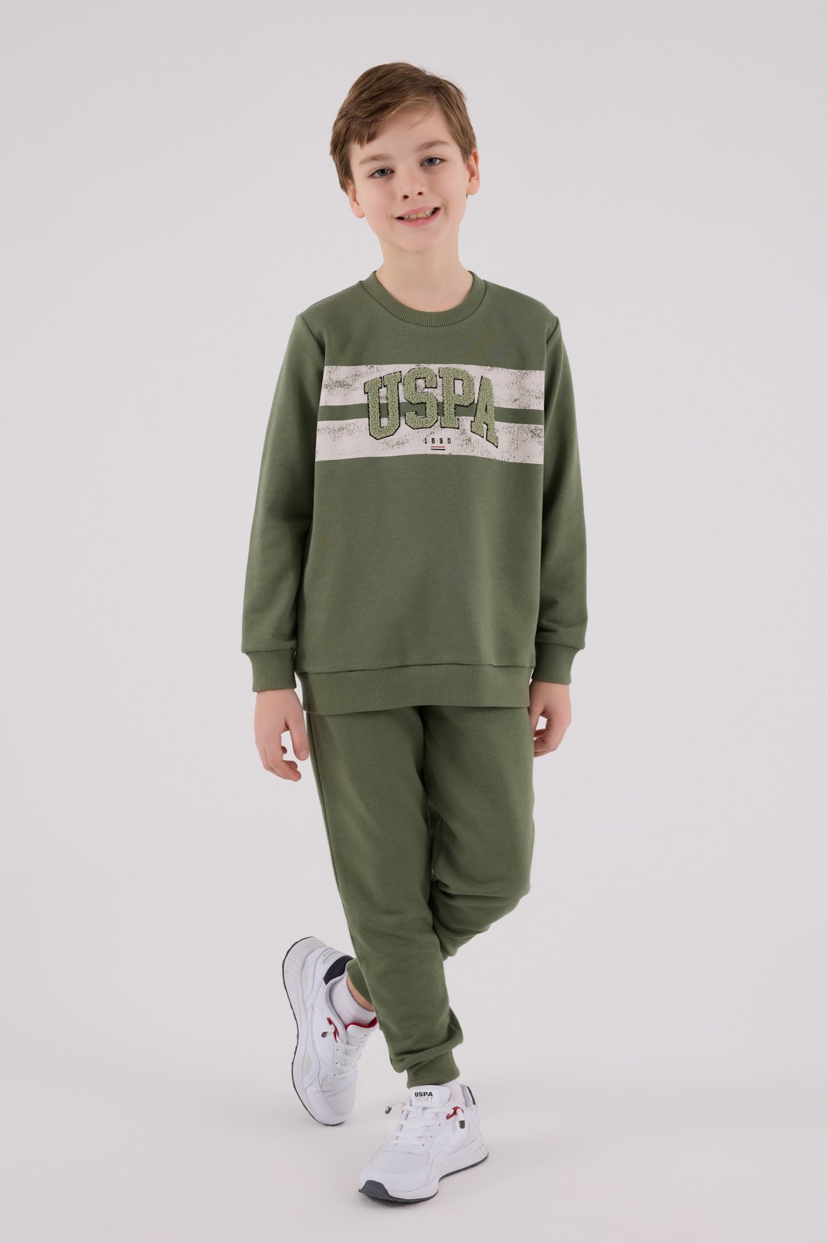 U.S. Polo Assn. Boys Khaki Jumpsuit Set